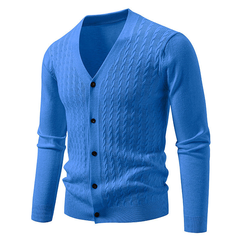 Men's Brocade Sweater Korean Style Trendy Casual Loose And Handsome V-neck Knitted Cardigan Coat