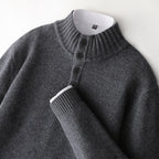 Thickened Four-button Half-collar Wool Sweater Men