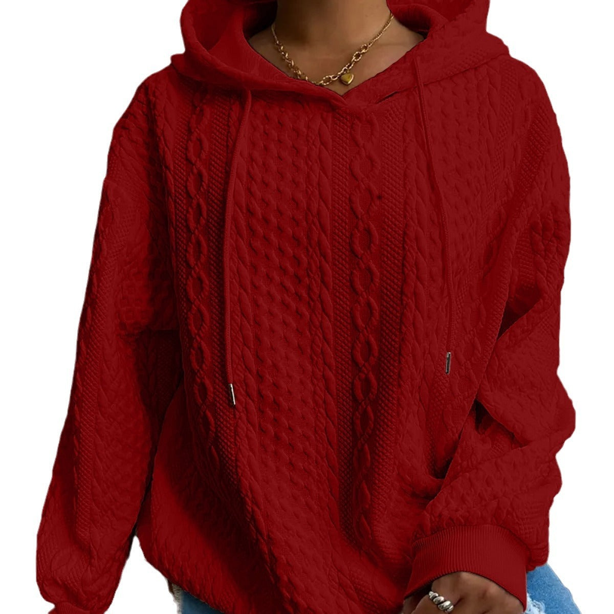 Women's Fashion Twist Pocket Hooded Top Sweater