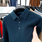 Men's Turn-over Collar Polo Shirt Knitwear Fashion Long Sleeve Bottoming Shirt