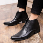 British Men High-top Leather Shoes Pointed Toe