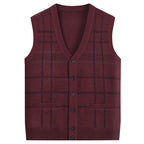 Knitted Cardigan Thickened Men's Waistcoat Vest For The Elderly