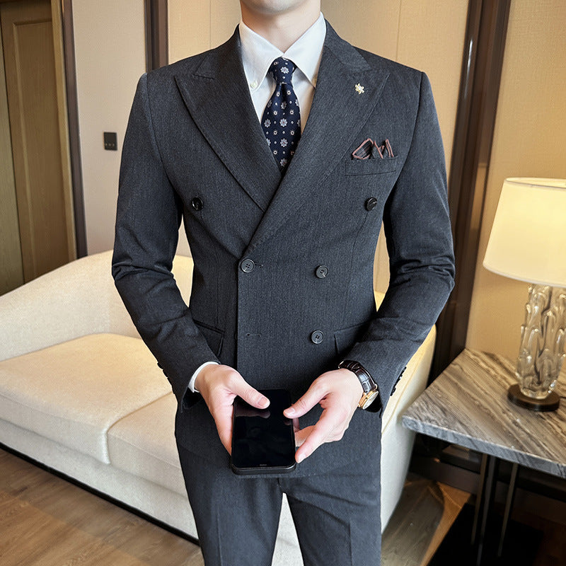 Double Breasted Business Slim Fit Casual Two-piece Suit