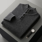 Thickened Four-button Half-collar Wool Sweater Men