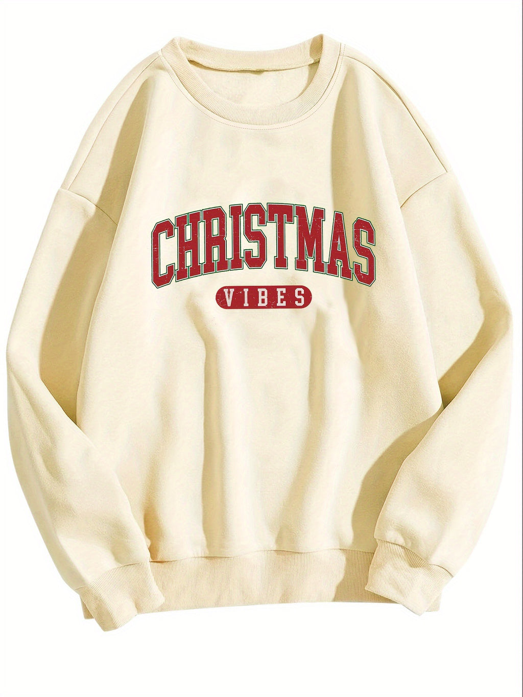 Casual Crew Neck Sweatshirt With Christmas Vibes