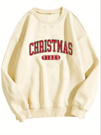 Casual Crew Neck Sweatshirt With Christmas Vibes