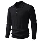 New Twisted Flower Men's Trendy Cardigan Solid Color Polo Collar Knitted Sweater Men
