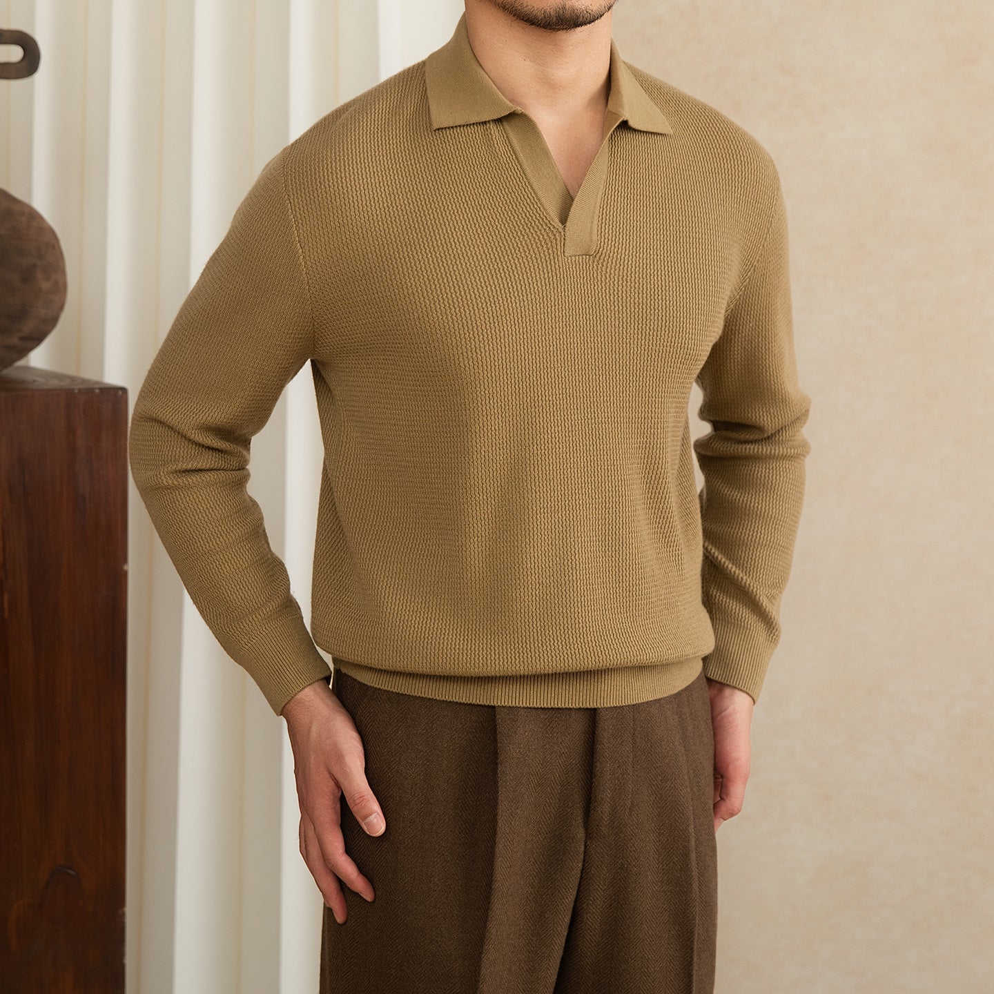 Wool Blended Fashion Slim-fit Long-sleeved Pullover Sweater