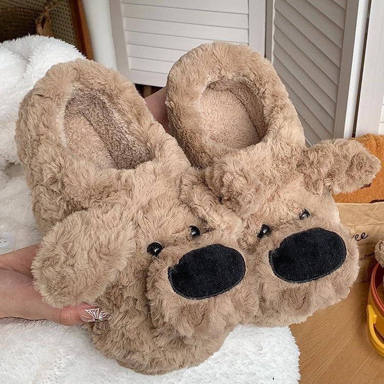 Cute Warm Nose Dog Shoes Room Non Slip Cotton Slippers