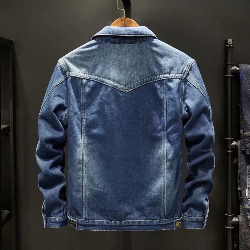 Men's Denim Jacket Autumn Loose Trendy Warm Workwear Top