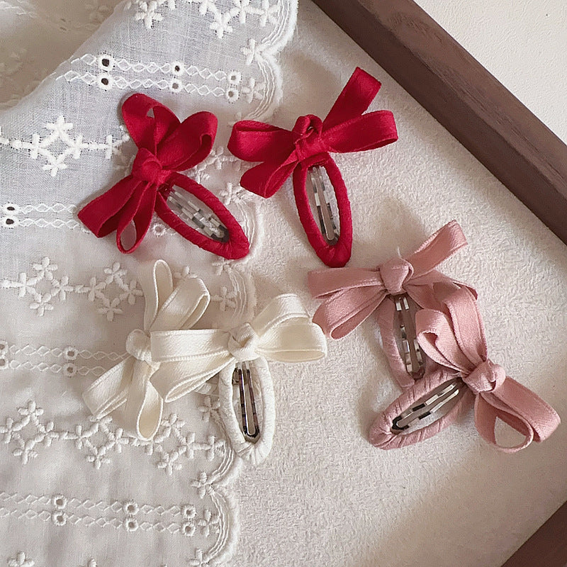 New Autumn And Winter Deciduous Color Series Cotton Tape Bow Hair Accessories