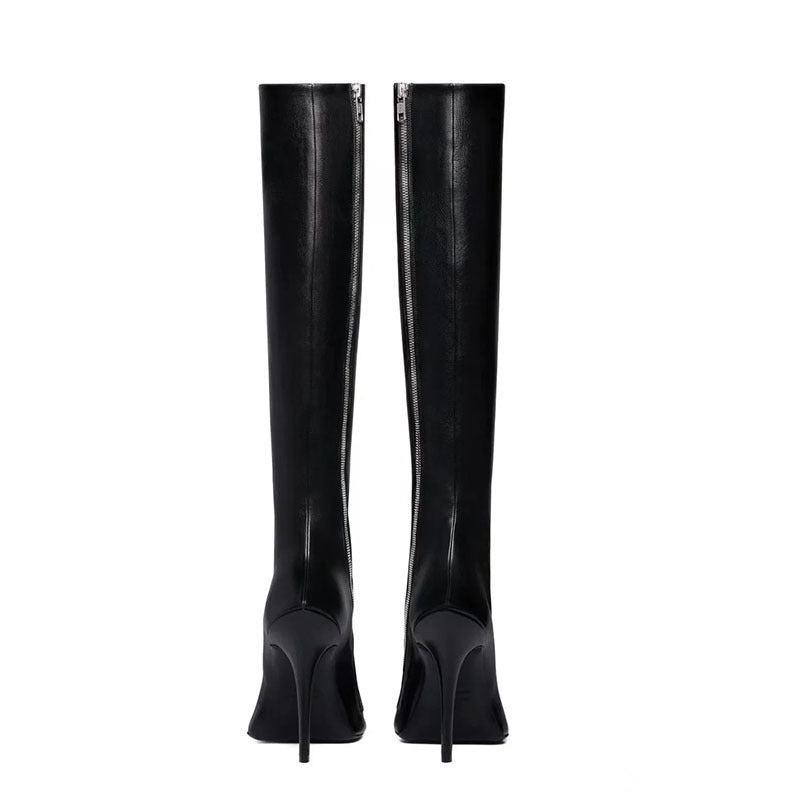 New Stiletto Heel Pointed Shaped Heel Side Zipper Knee-length Female Boots