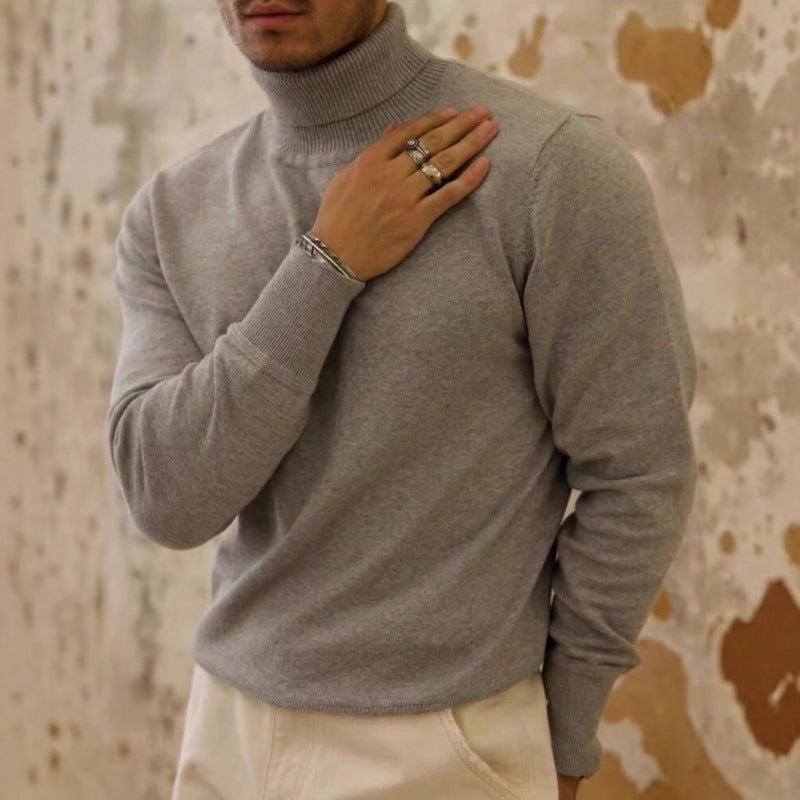 Autumn And Winter Turtleneck Cotton Sweater Male Long Sleeves Inner Wear Men's Knitwear