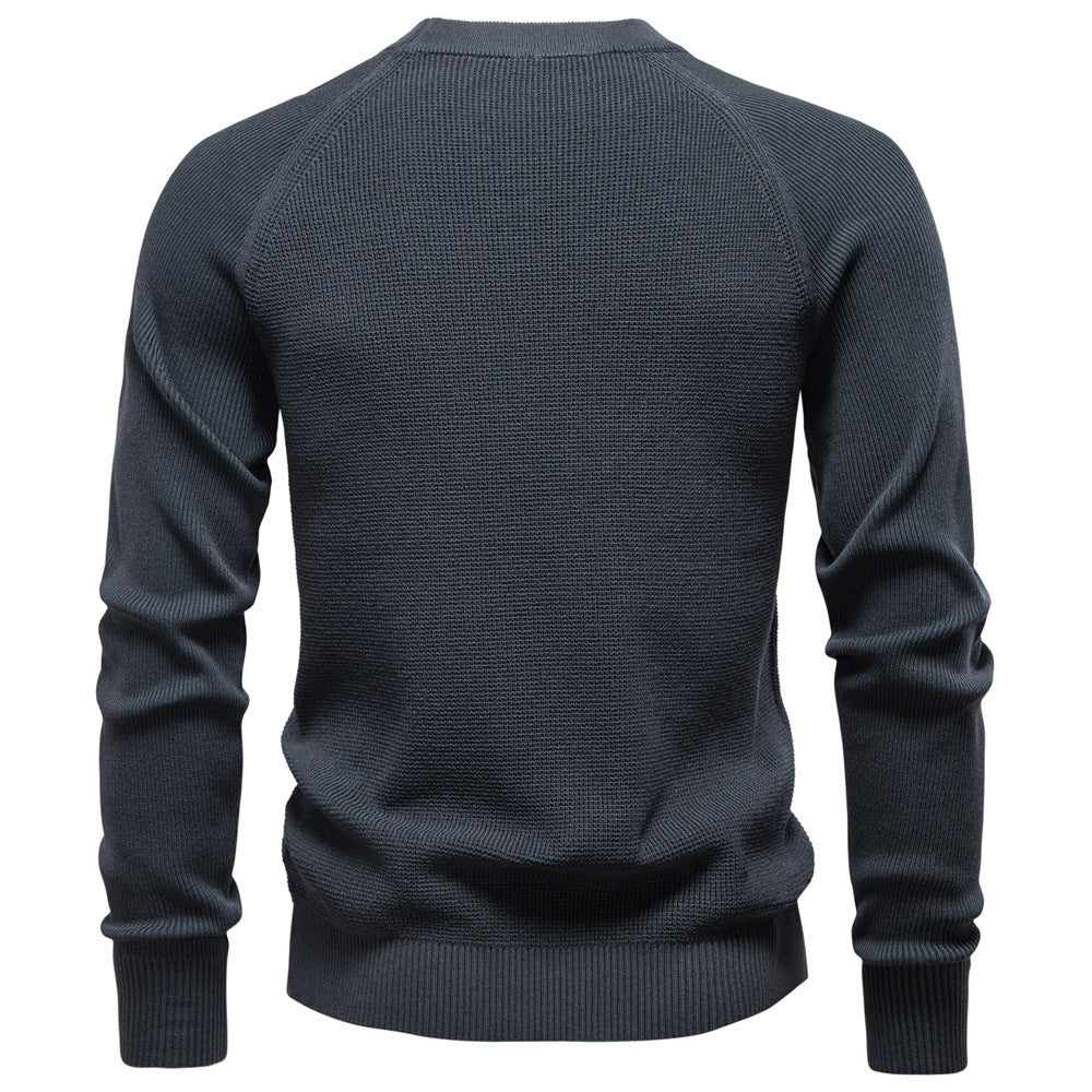 Round Neck Fashion Solid Color Sweater Men's High Quality Business Casual Knitted Men's Sweater