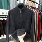 All Wool Men's Sweater Half Turtleneck Zipper Sweater