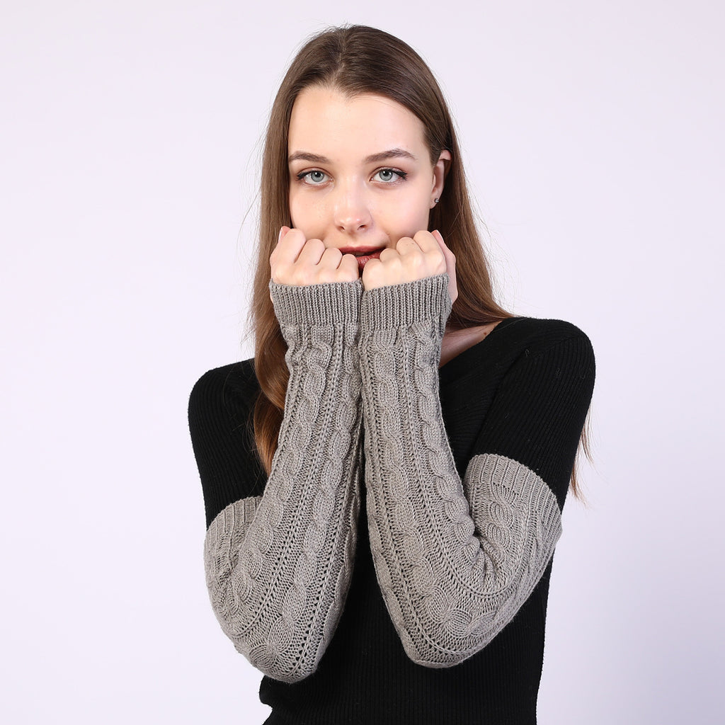 Twist Knit Warm Fingerless Sleeve Arm Cover