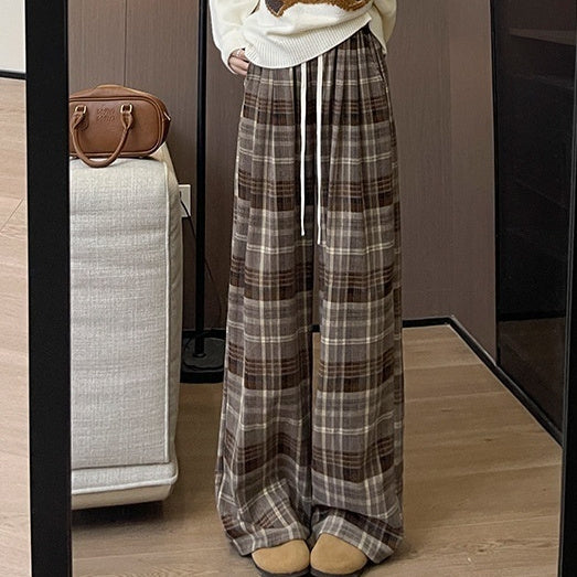 Plaid High Waist Drooping Baggy Pants