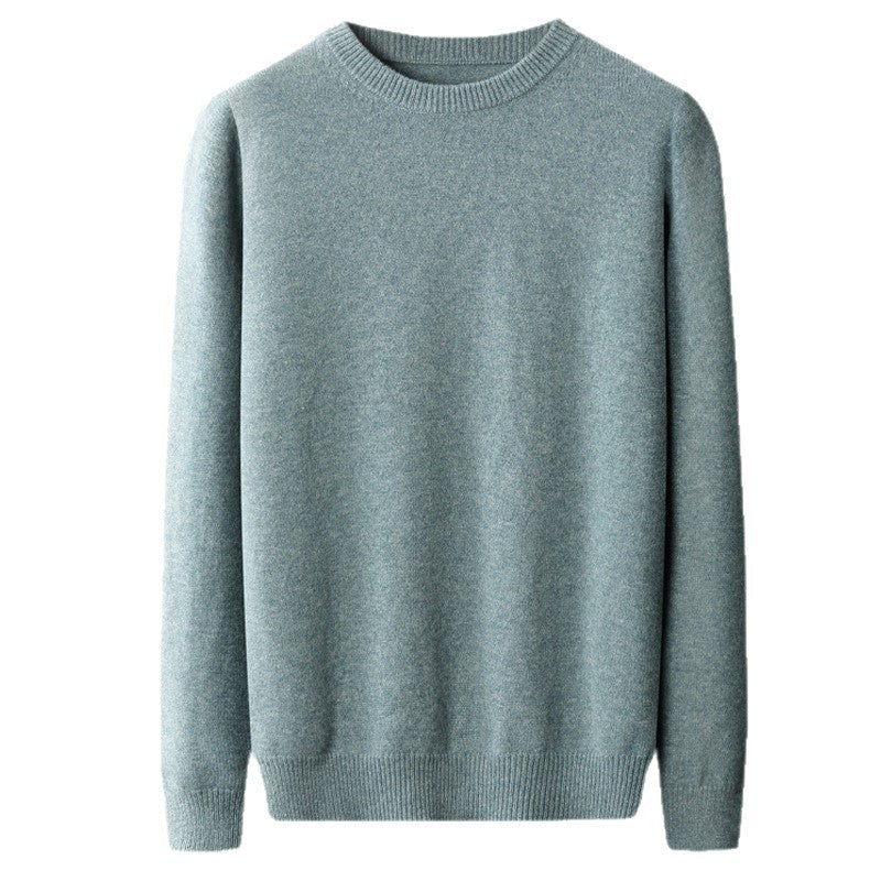 Casual Men's Solid Color Loose Round Neck Wool Sweater