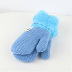 Winter Warm Labeling Mittens Kids Knitted Thicken