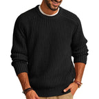 Men's Solid Color Long Sleeve Round Neck Fashion Sweater Loose Retro Sweater