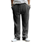 Men's Casual Loose Striped High Waist Straight Pants