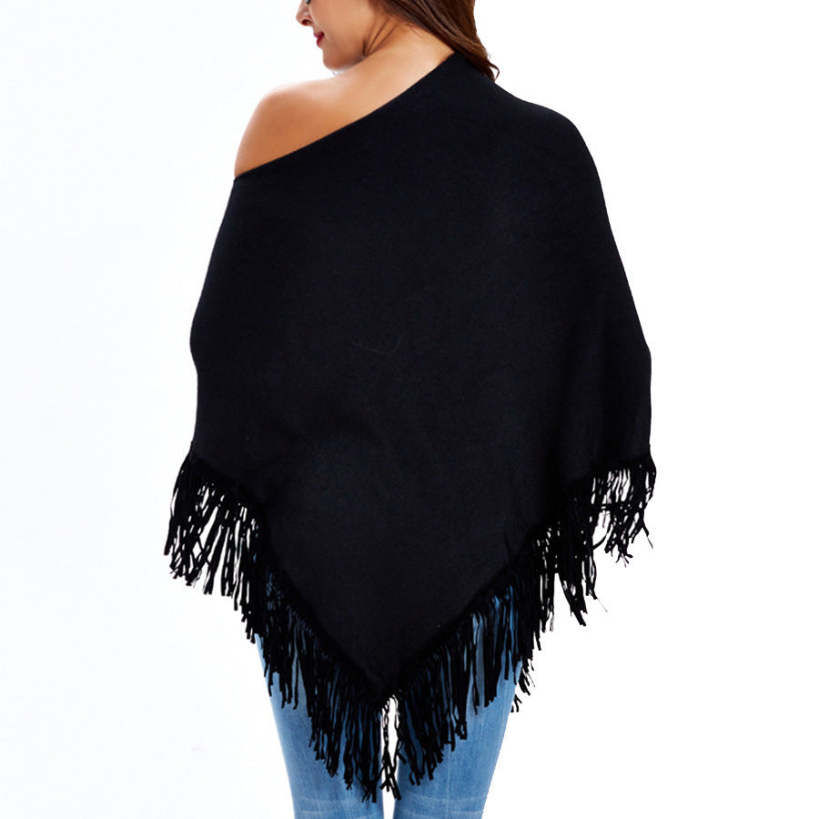 Fringed cloak shawl