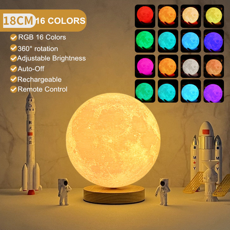 Creative 3D Magnetic Floating Levitating Moon Lamp Touch Control 3 Color Moon Light Lunar Night Light For Home Office Room Decor