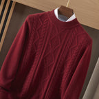 Men's Semi-high Diamond Bottoming Shirt Middle-aged Business Leisure Twisted Warm Sweater