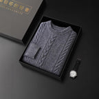 100 Pure Wool Sweater Men's Round Neck Thickened Warm Long Sleeves Sweater