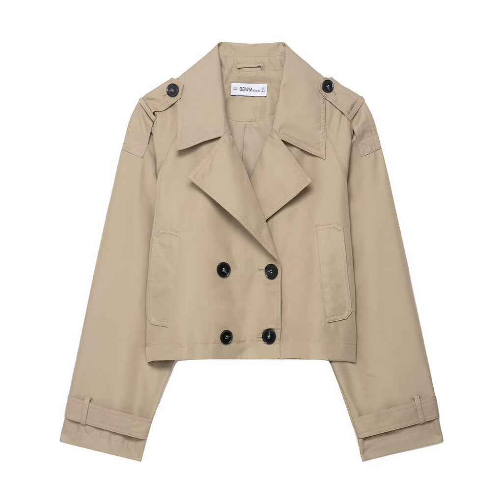 Women's Clothing Double Breasted Short Trench Coat