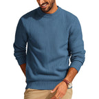 Round Neck Pullover Sweater Men's Waffle Sweater