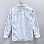 Spring And Autumn Men's Striped Plaid Long Sleeve Shirt Coat Japanese Casual Trendy All-match Plus Size