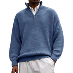 Fashion Men's Sweater Casual Long Sleeve Half Zipped Stand Collar Polo Shirt
