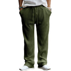 Men's Casual Loose Striped High Waist Straight Pants