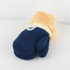 Winter Warm Labeling Mittens Kids Knitted Thicken