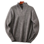 Soft Knit Fabric Men's Half-zip Sweater Solid Color Youth Knitwear
