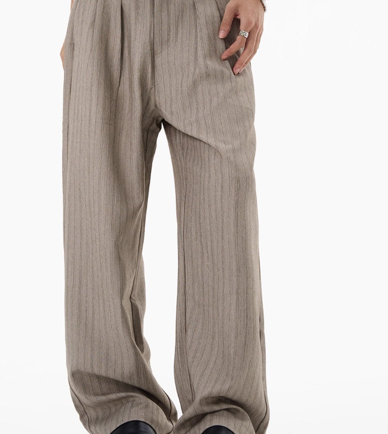 Striped Texture Casual Pants Old Money Style Suit Pants
