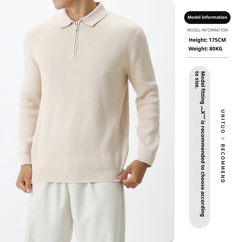 Light Luxury Men's Lapel Zipper Knitted