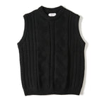Jacquard Round Neck Knitted Loose Thickened Cable-knit Sweater Vest Tide