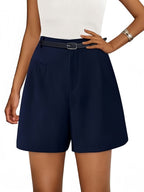 Elastic High Waist Wide Leg Casual Shorts