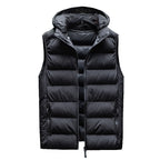 Men's Down Cotton Loose Waistcoat Hooded Stand Collar Short Vest