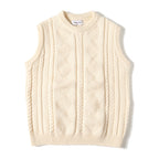 Jacquard Round Neck Knitted Loose Thickened Cable-knit Sweater Vest Tide