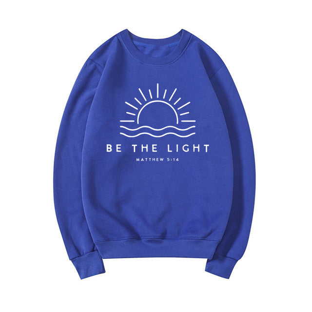 Women's Fleece-lined Crew Neck Sweater Plain Slogan Printing