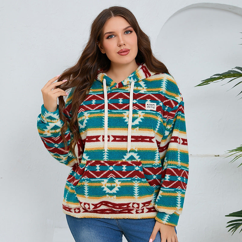 Loose Casual Long Sleeves Plush Large Pocket Top