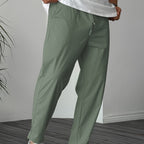 Men's Pure Color Ribbon Pocket Casual Drawstring Trousers