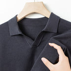 Autumn And Spring Seagull Collar 6 Wool Men's Anti-Pilling Knitted Long Sleeve Polo Shirt