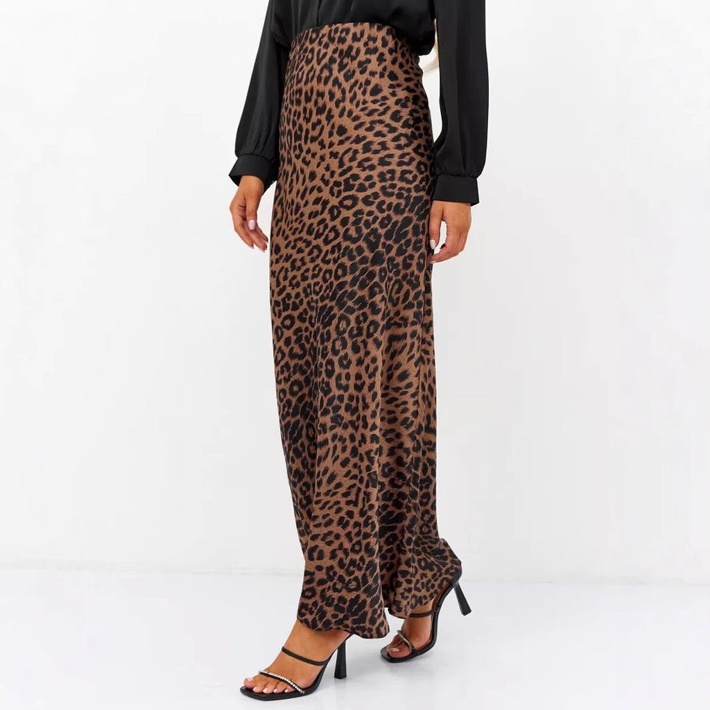 Women's Leopard Fishtail High Waist Casual Skirt