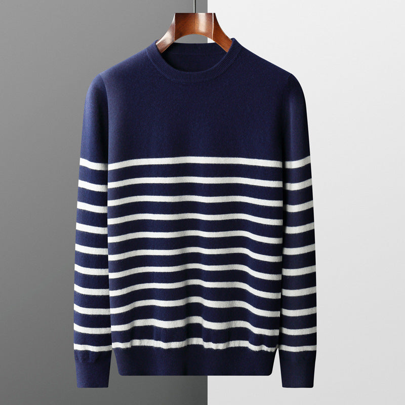 Round Neck Thin Navy-striped Shirt Knitted Sweater
