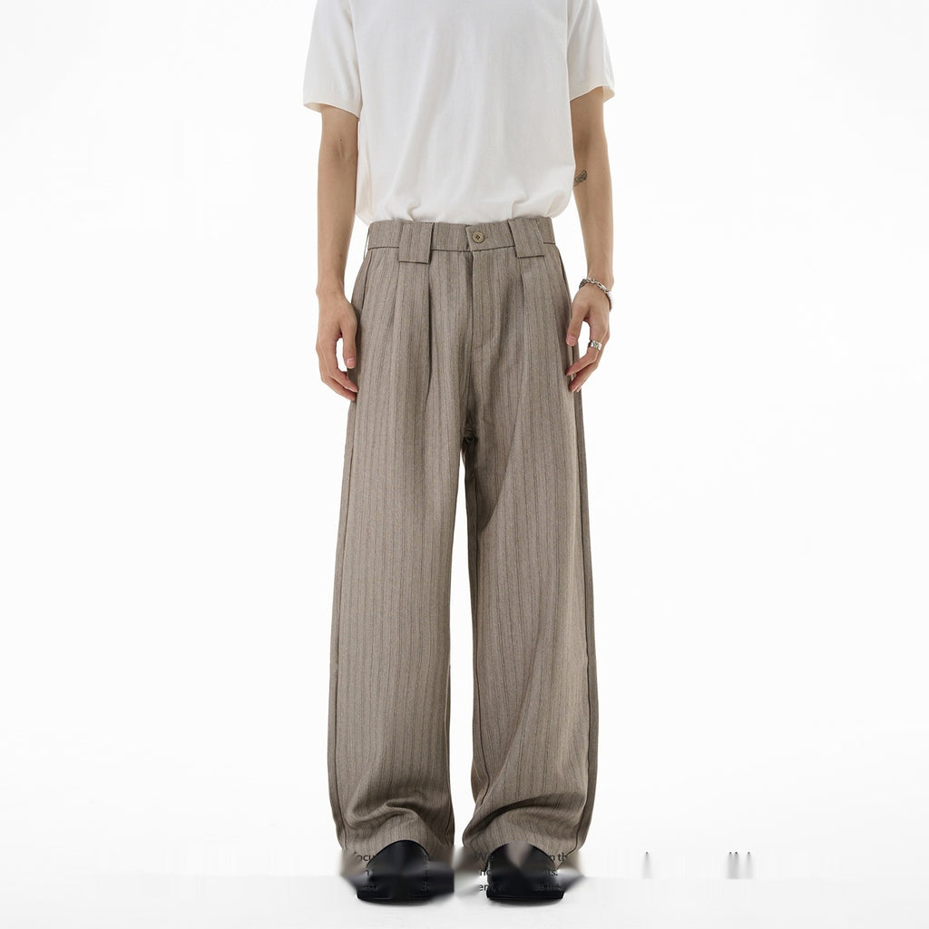 Striped Texture Casual Pants Old Money Style Suit Pants