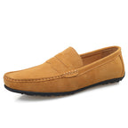 Men's Solid Color Suede Loafers Breathable Comfort Slip-on Flat Shoes
